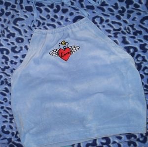 Pastel blue angel bear crop top